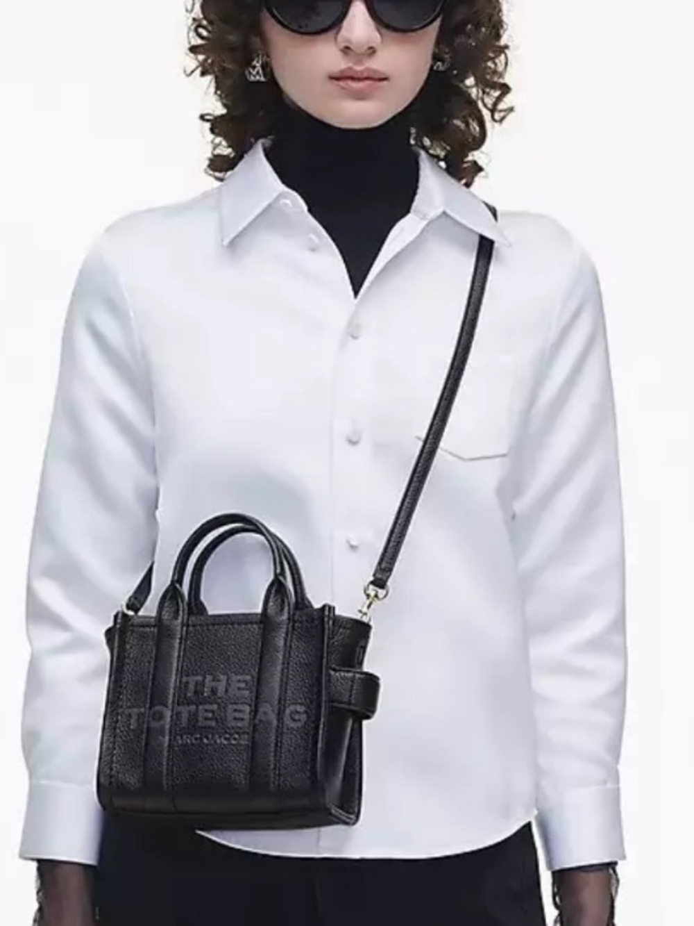 Marc Jacobs Black Pebbled 'The Tote Bag' Mini Crossbody